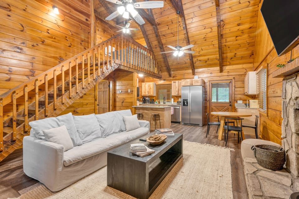 Vaulted ceilings for cabin vibes.