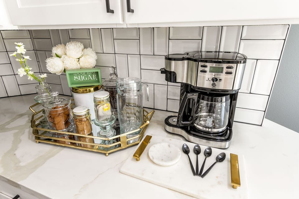 Fully stocked coffee bar