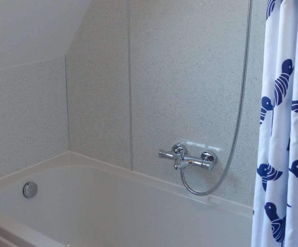 Bath with overhead Thermostatic Shower with great water pressure