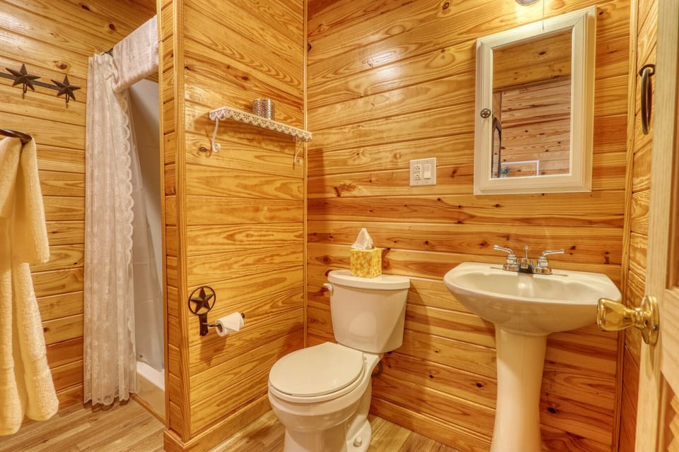 Full bathroom with shower.