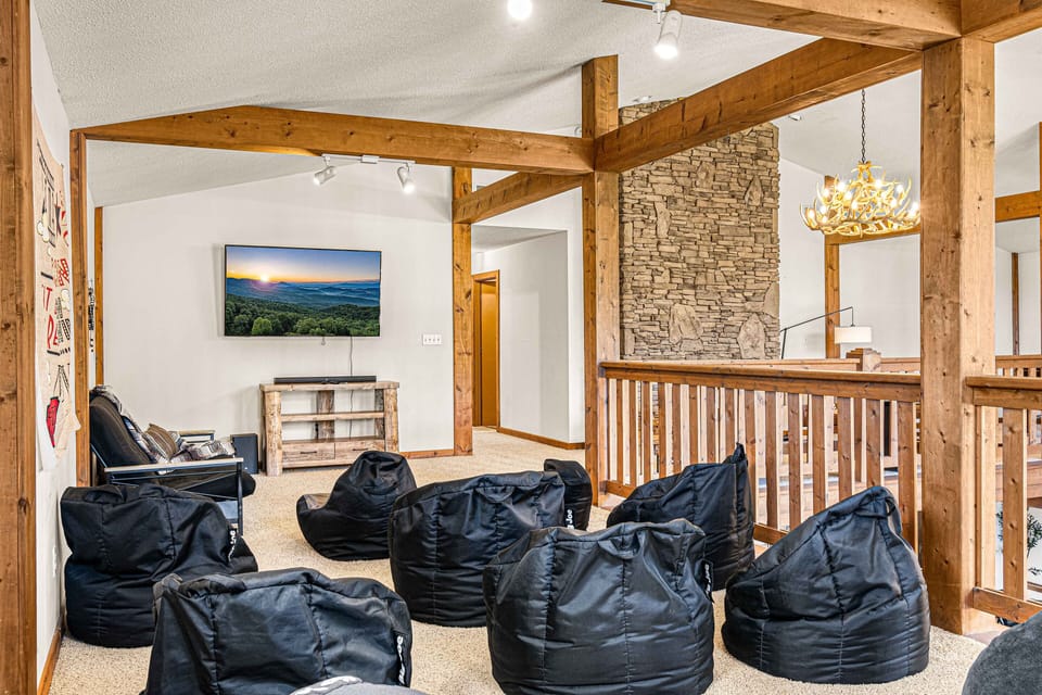 Are there an exciting games on?! There's plenty of space on the futon and bean bag chairs!