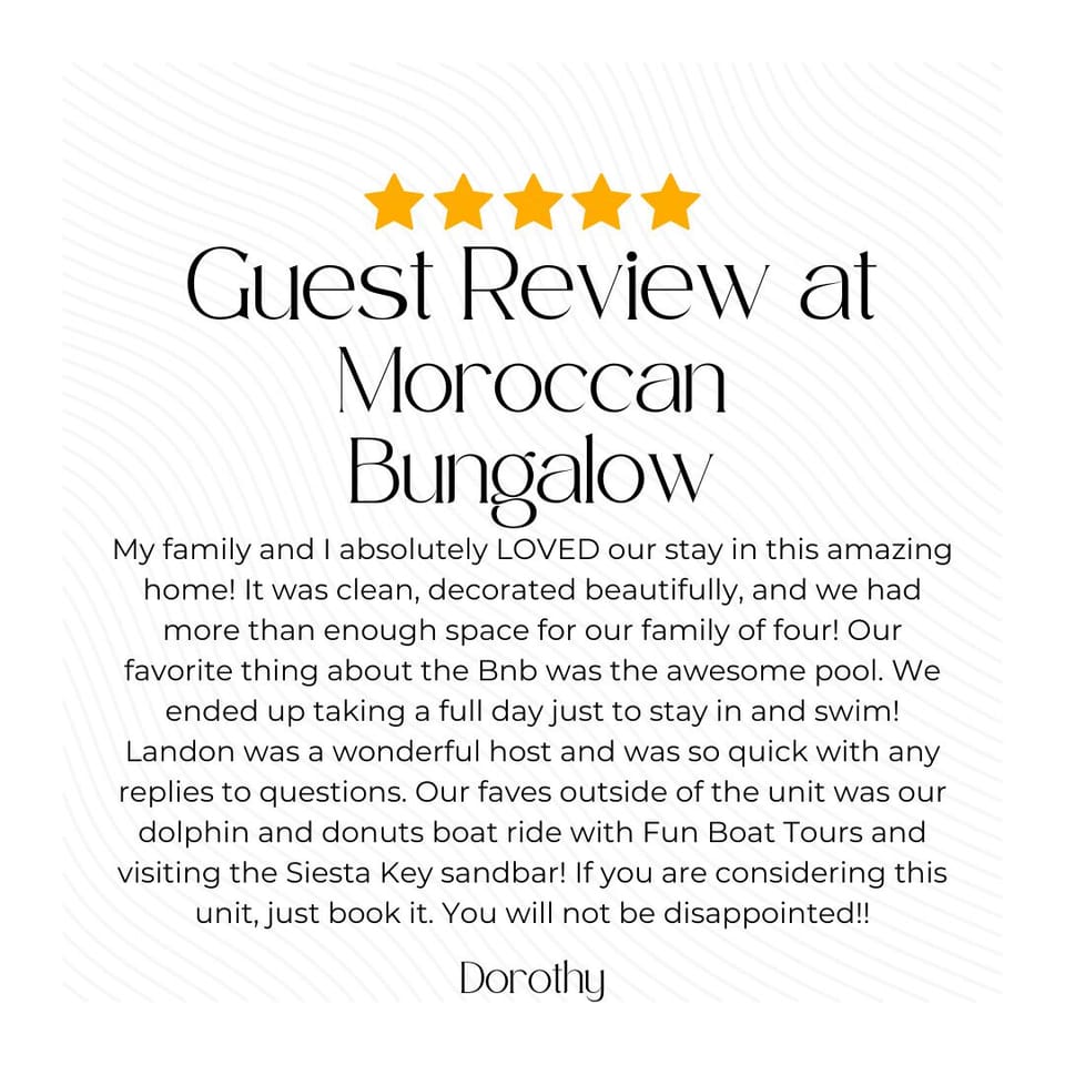 To see what previous guests have loved about their stay at Moroccan Bungalow, simply check out our fantastic online guest reviews!