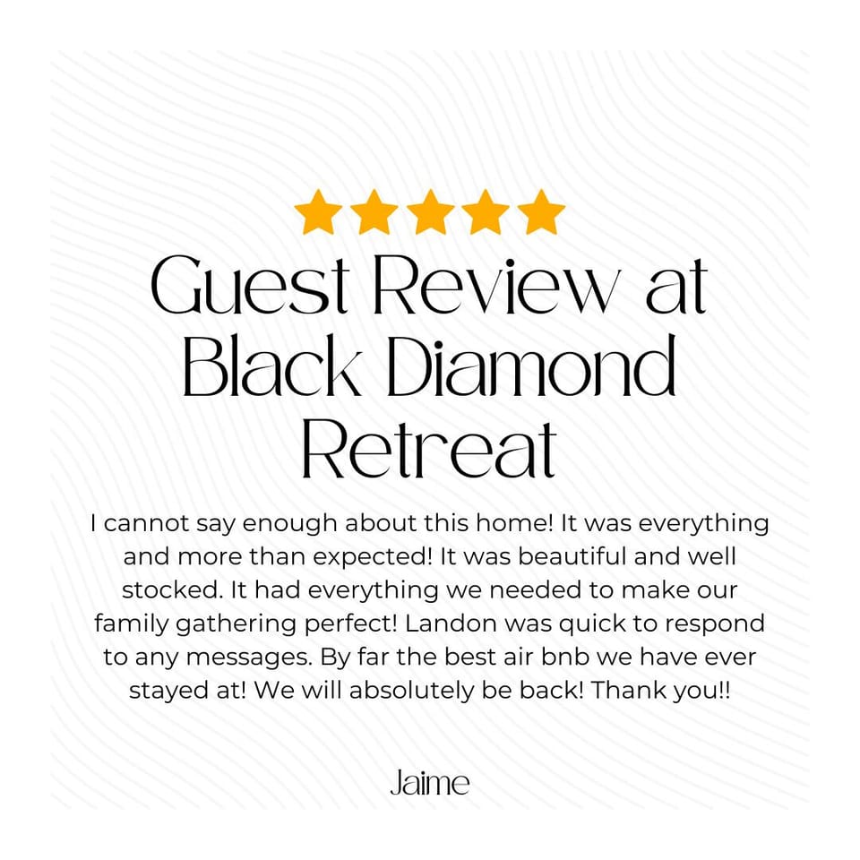 To see what previous guests have loved about their stay at Black Diamond Retreat, just check out our fantastic online guest reviews!