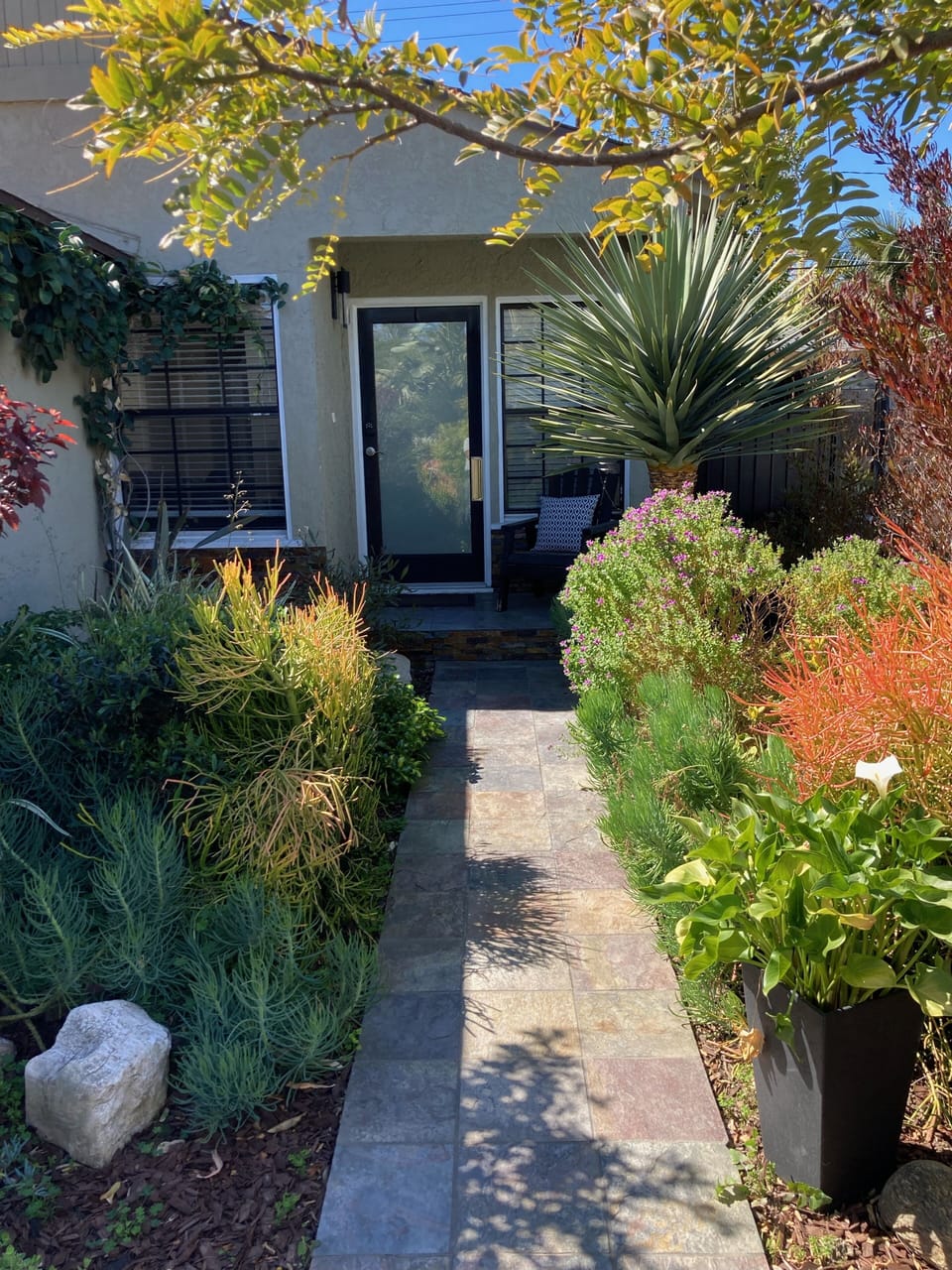 Walkway looking towards front door