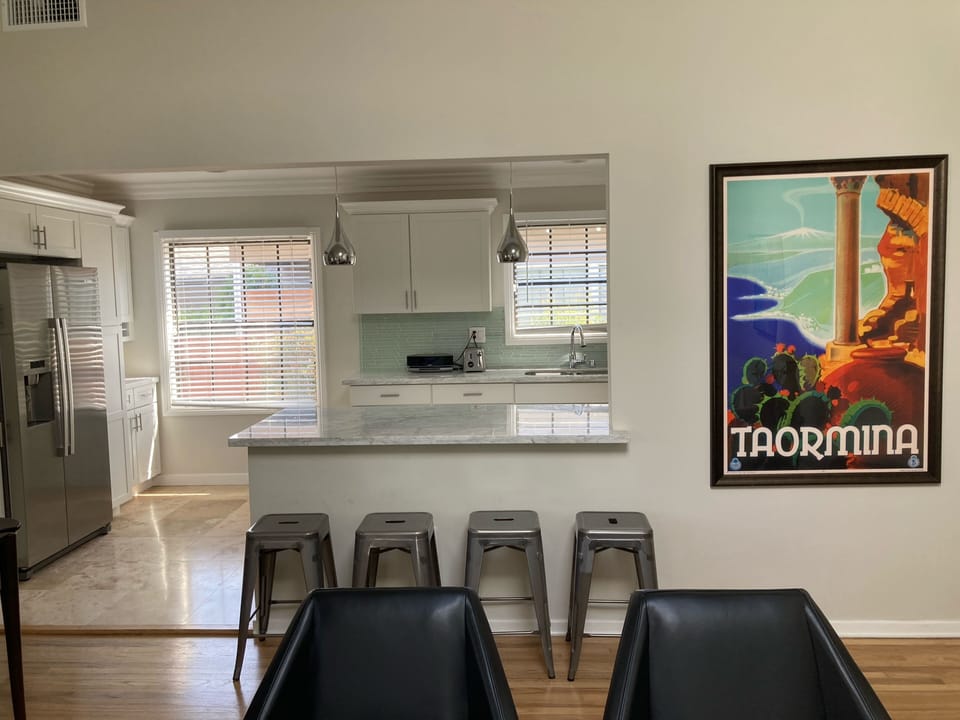 View from living room into kitchen