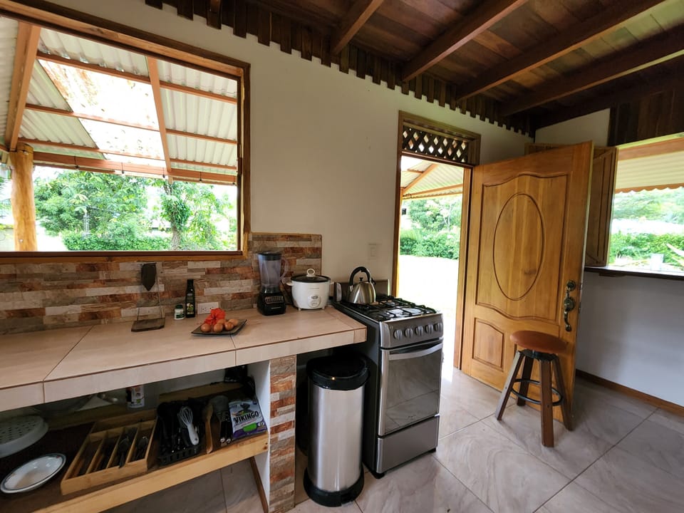 Kitchen door open to carport 