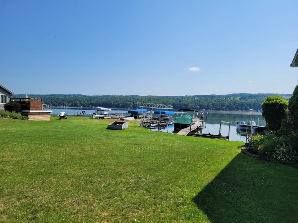 The waterfront; the photo was taken from the patio. 