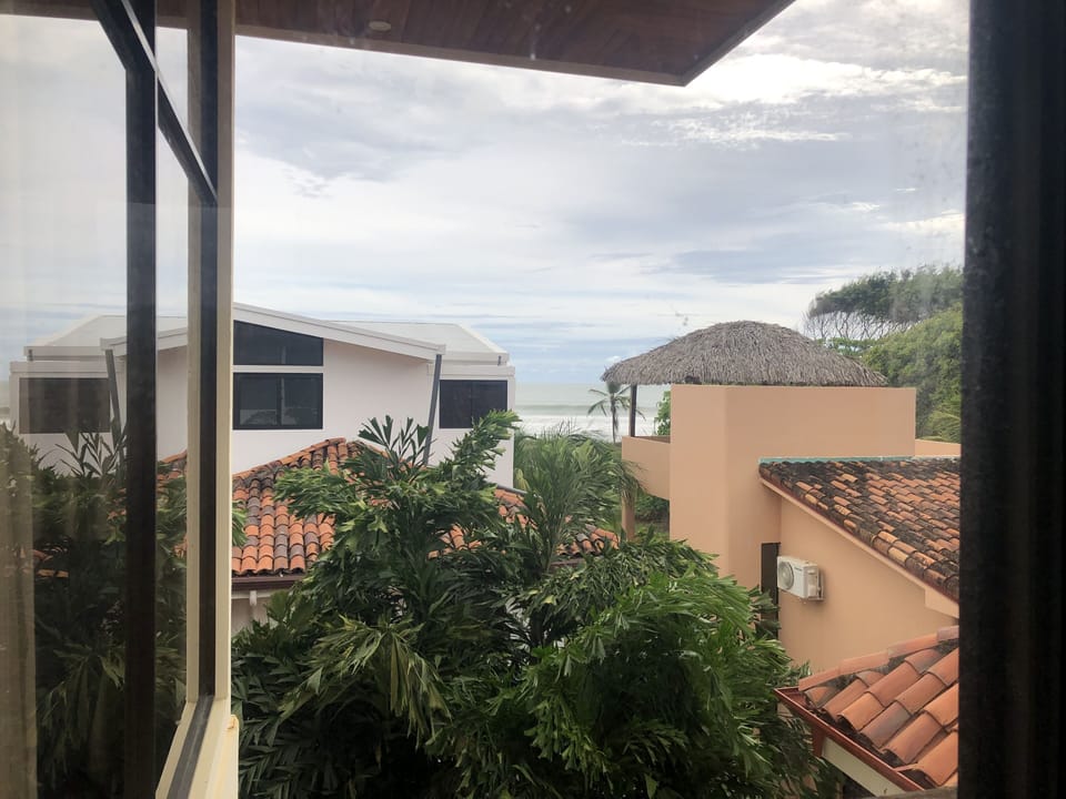The ocean view sitting at desk