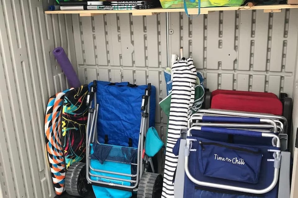 We provide a shed stocked with all your beach essentials, chairs, wagon, cart, umbrellas and more!