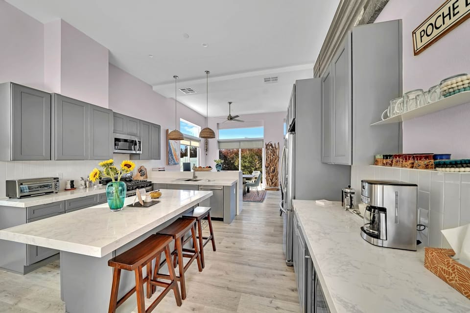 Coffee bar with wine fridge