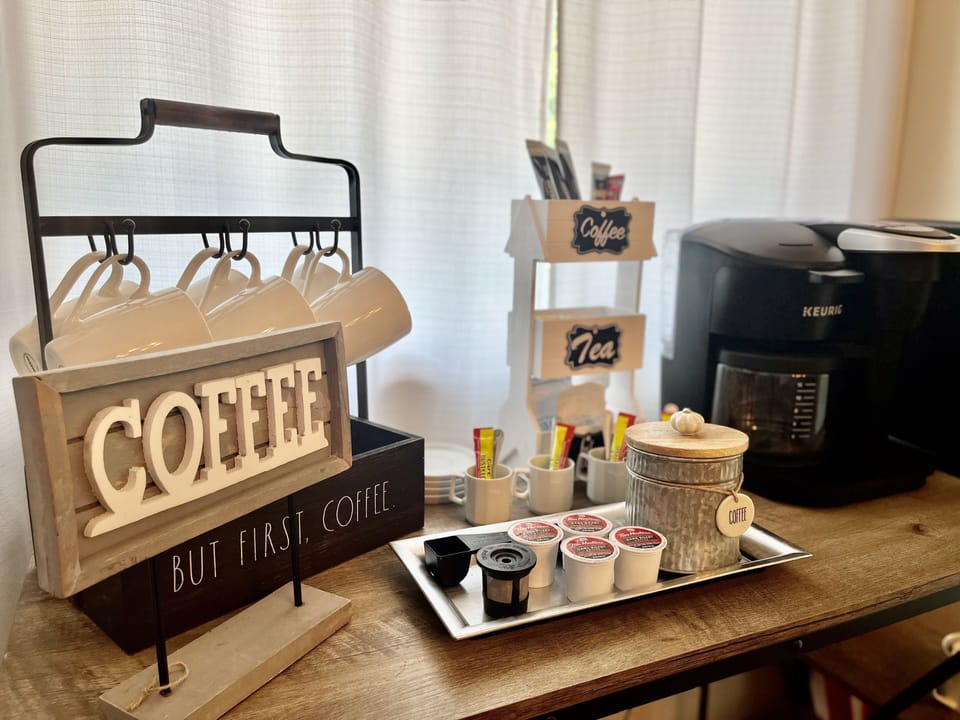 Coffee, tea & hot cocoa station!
