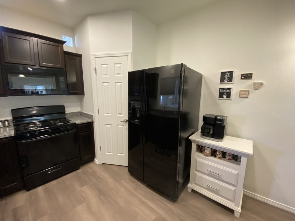 Coffee bar in the kitchen.  We will get you started with some coffee and tea.