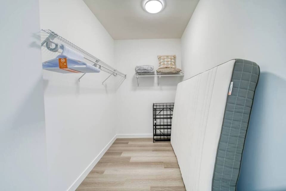 One of the sleeping options is the closet.
