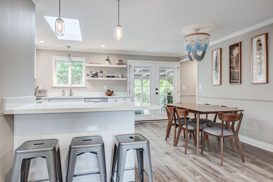 Kitchen and living space has a nice flow 