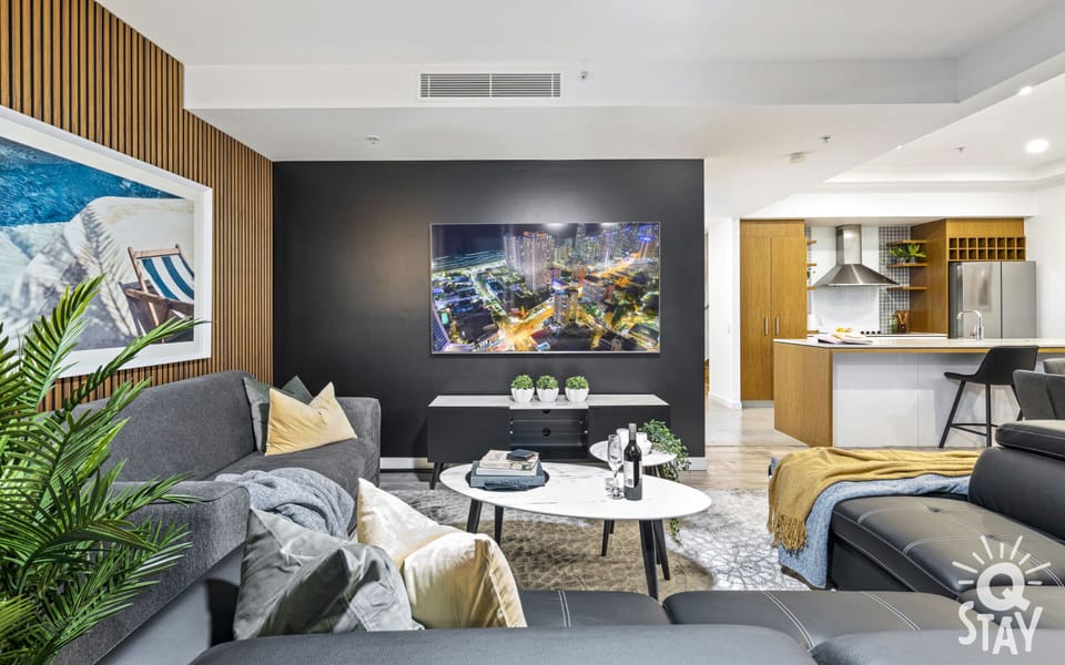 Spacious and cozy living area for the guests to relax