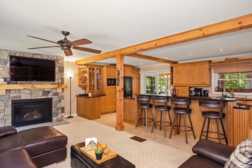 Living Rooms with Stone Fire Place