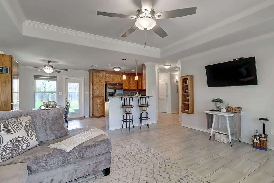 Open Living, Dining, and Kitchen. 