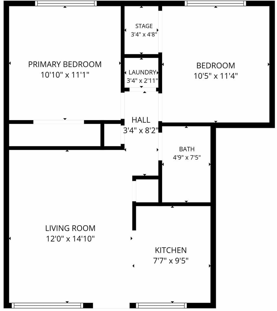 Functional 2-bedroom layout with spacious living room and in-unit laundry