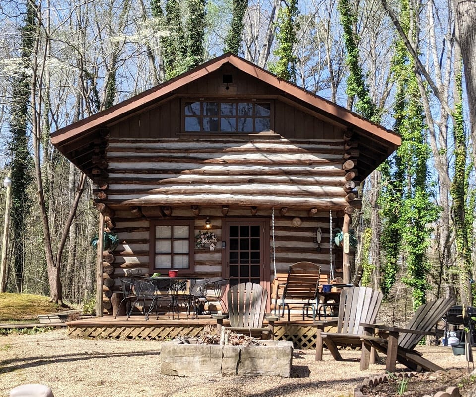 Front view with firepit front and center.