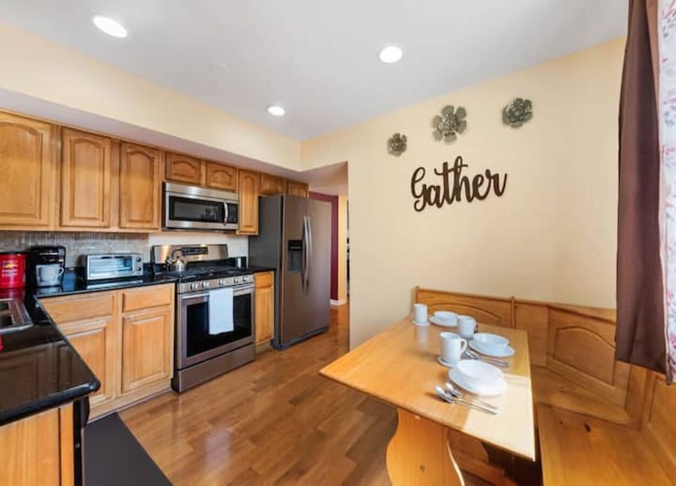 Large kitchen perfect for meals and gatherings.