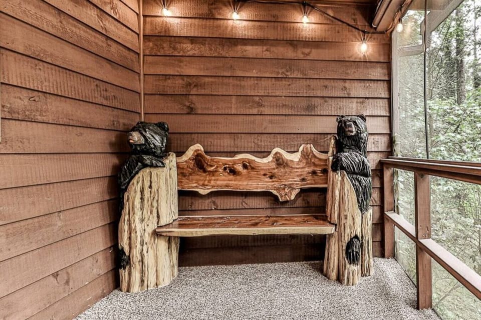 Buddy`s Bench!  Buddy is a local Bear seen from time to time in the area.Take a photo on Buddy`s bench to remember your trip to Bear Creek Cabin.