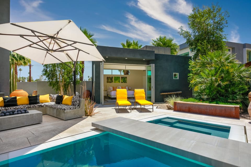 Loungers in front of the open casita. 