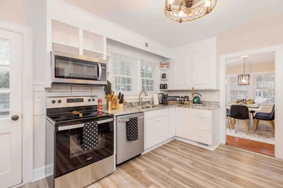 Newly remodeled kitchen with stainless steel appliances 