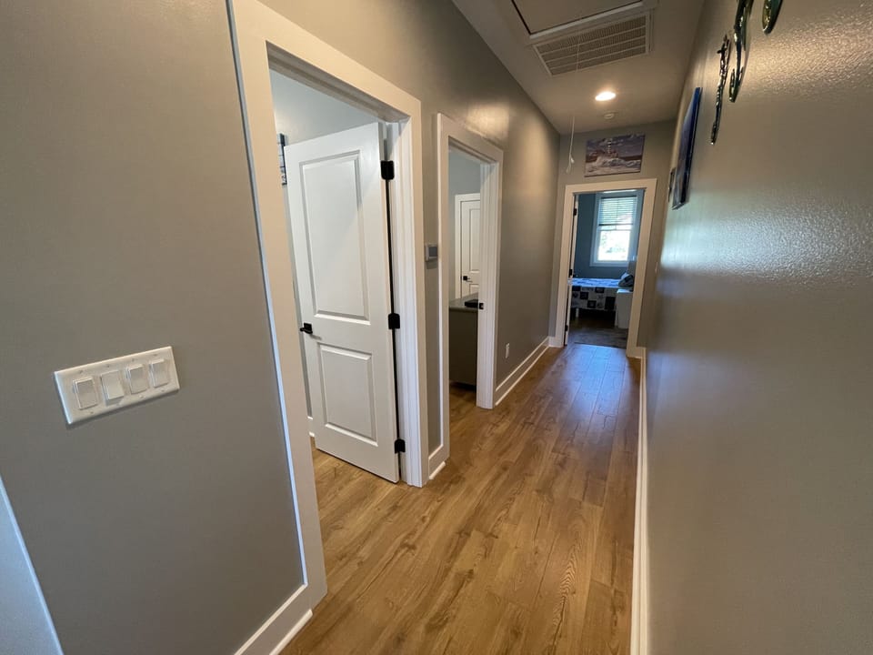 Hallway view to Second Bathroom, King Room and Bunk Bed Room