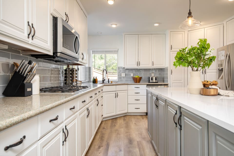 Updated kitchen with modern amenities.