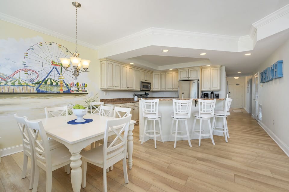 There is plenty of seating for the family to gather for a nice meal in