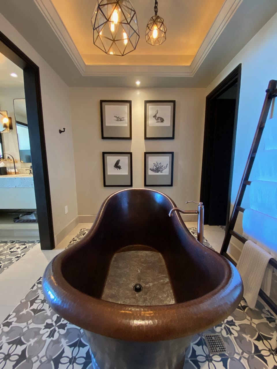 Bronze soaking tub. 