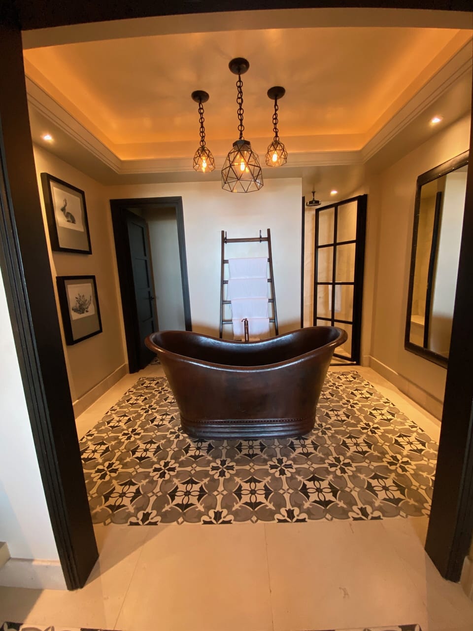Wonderful bronze soaking tub. 