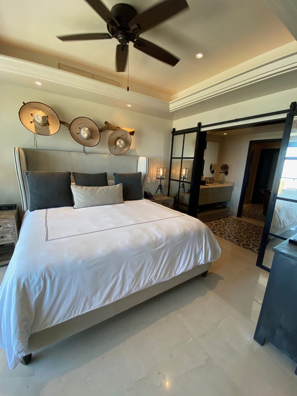 King master bedroom with attached spa level bathroom. 