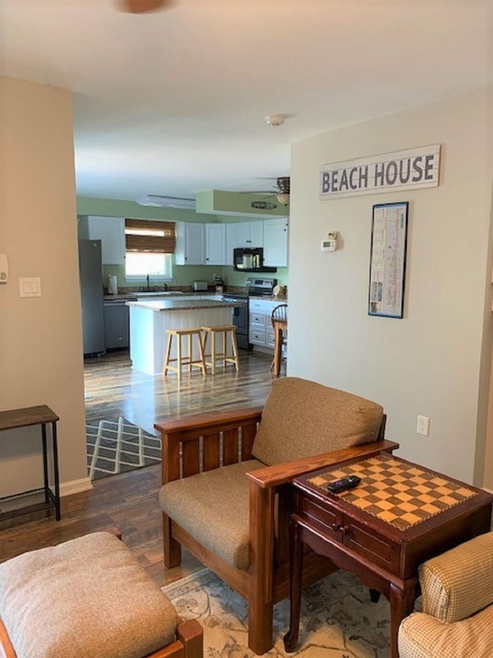 Living room into kitchen
