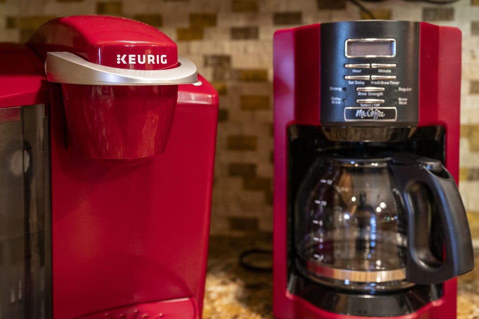 For the serious coffee lovers, we offer both drip and Keurig coffee makers 