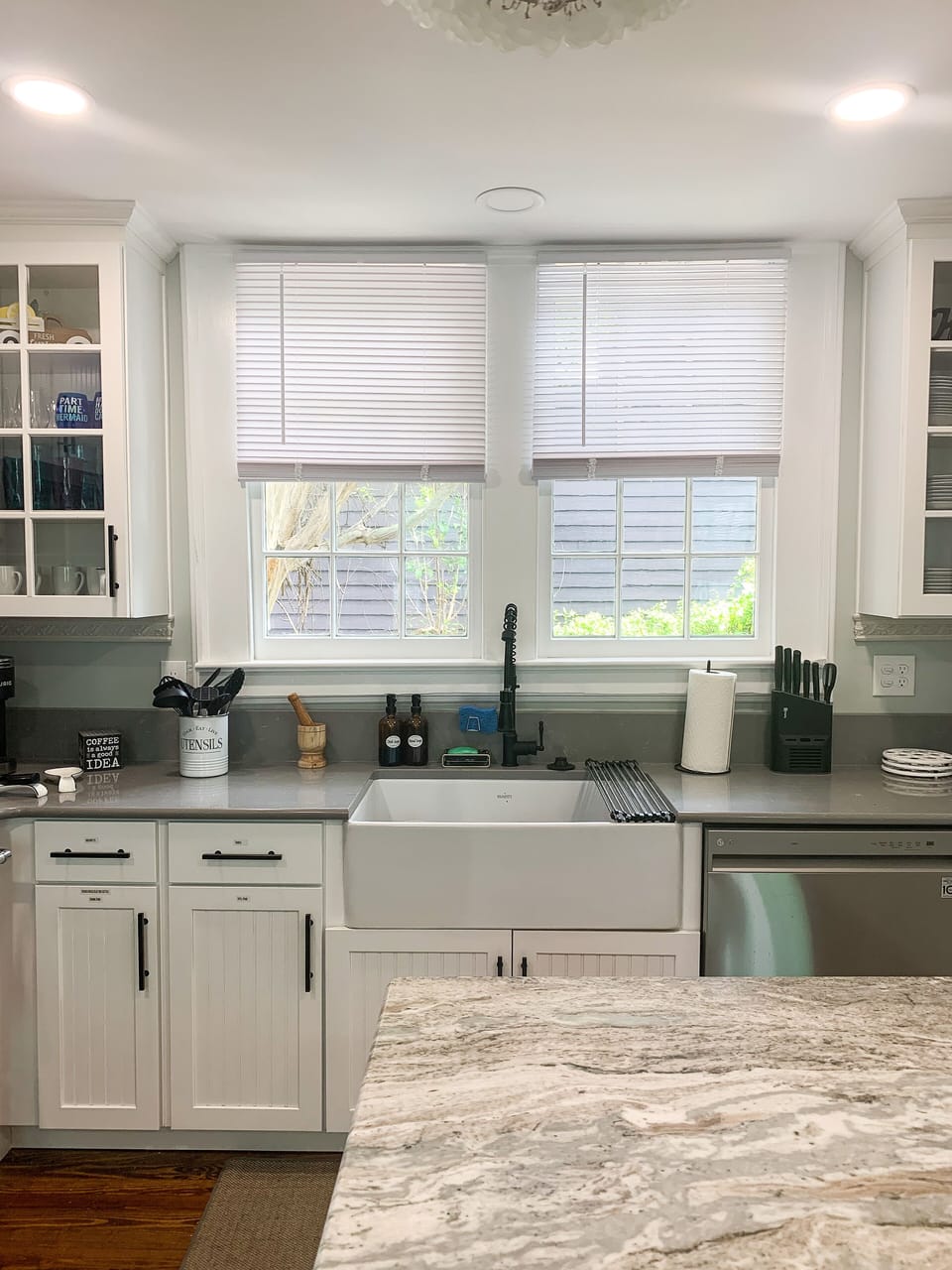 Newly renovated kitchen featuring a farmhouse sink 