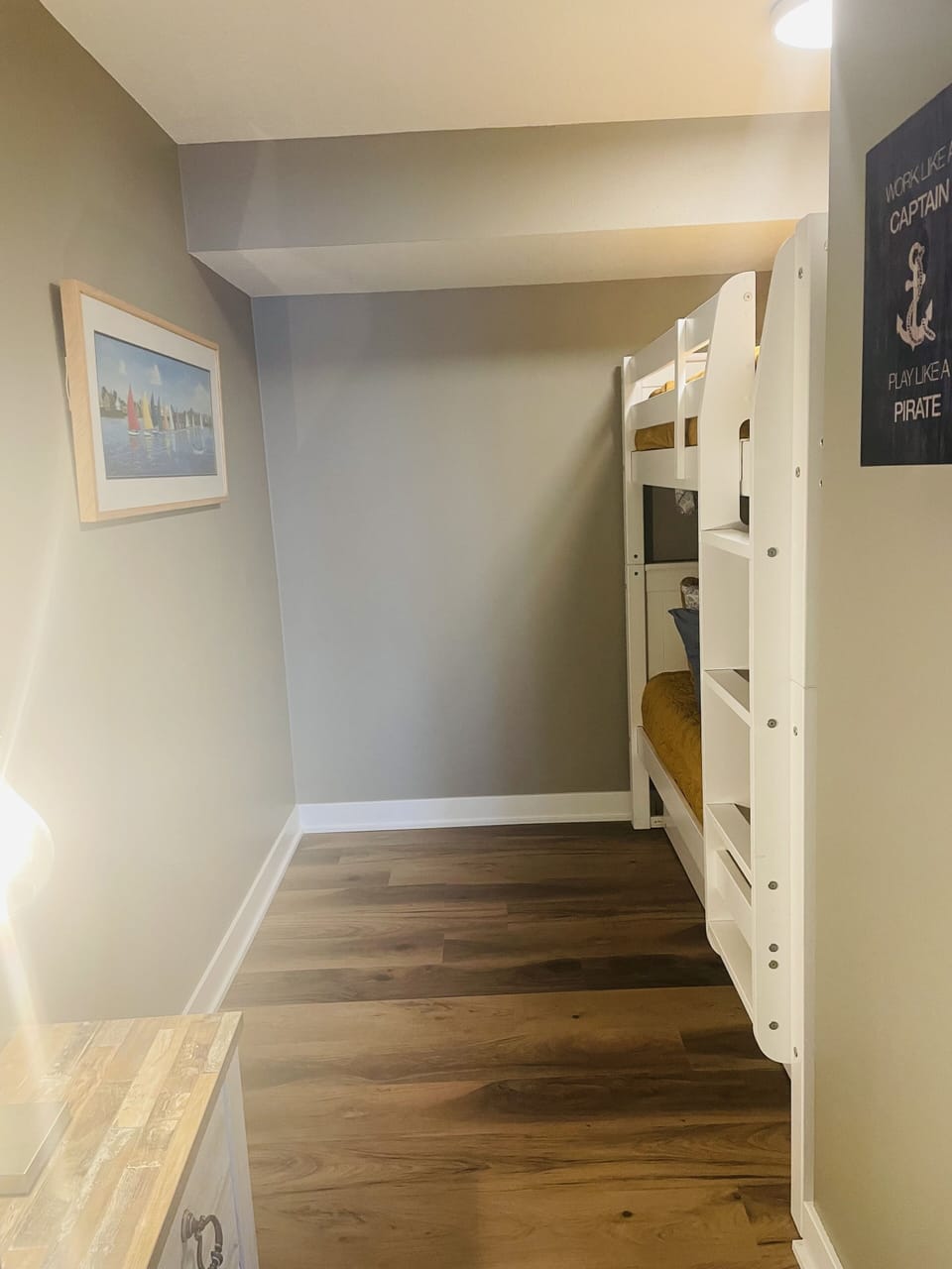 Bunk room with 2 full size beds plus 1 twin size trundle (sleeps five children).