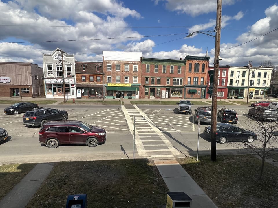 Overlooking Greene NY. 
Parking in center 