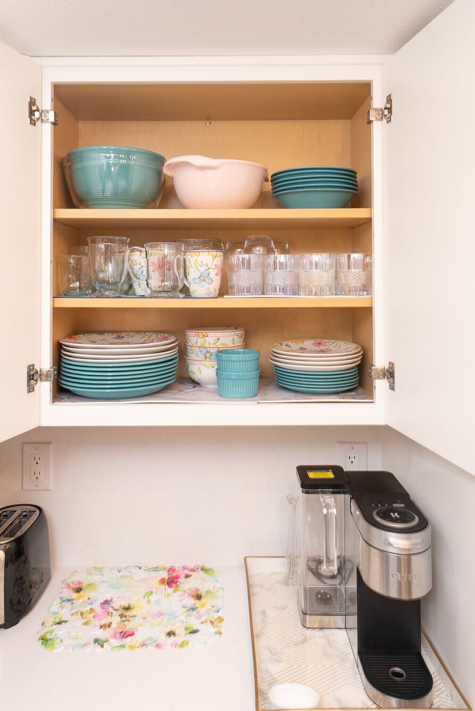 All new china ,glassware, pots, pans, flatware, plastic ware, wine glasses.