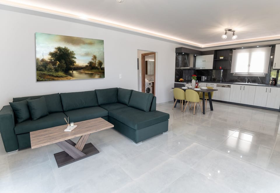 Living area of Modern 3 apts Villa,Huge Swimming pool,Near all amenities,Rethymno,Crete,Greece