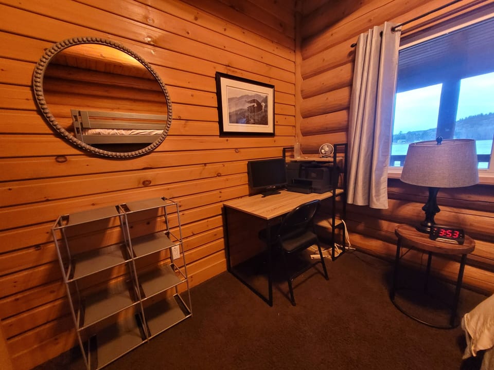 Desk with extra screen and printer available in Bunk Bed room
