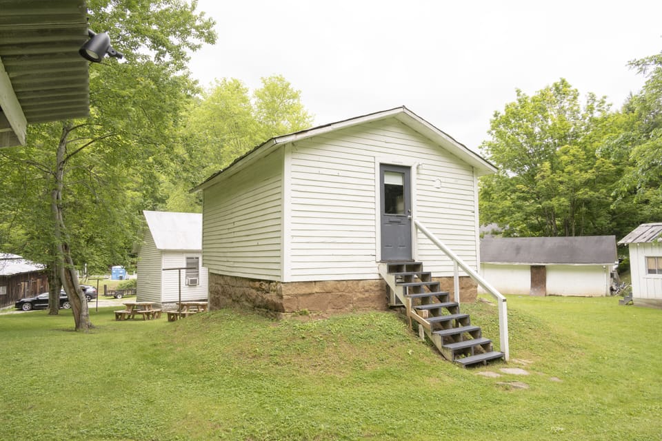 Outside of Cellar House-entrance has a stair way.
