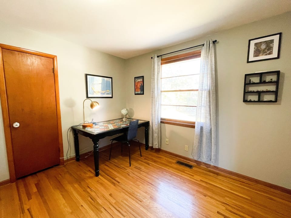 private office area with door, ethernet cable, and fast wifi for remote work.