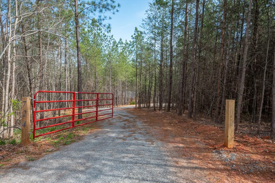 Red Gate at the top of the driveway