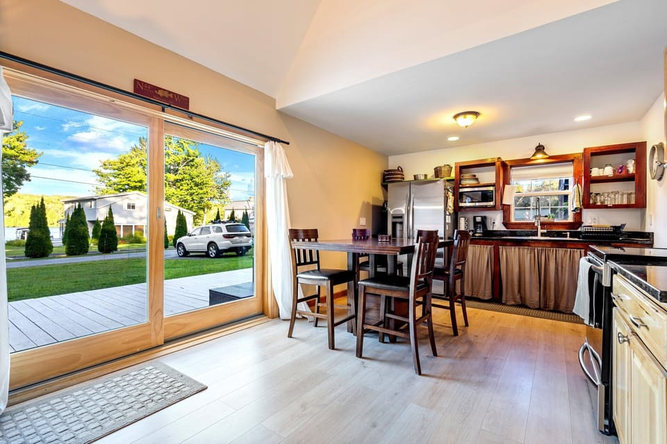Fully equipped kitchen with drip coffee maker and large fridge