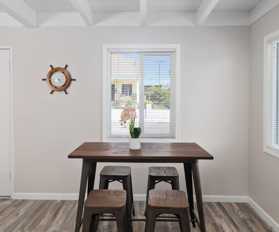 Cozy dining area with charming nautical touches.