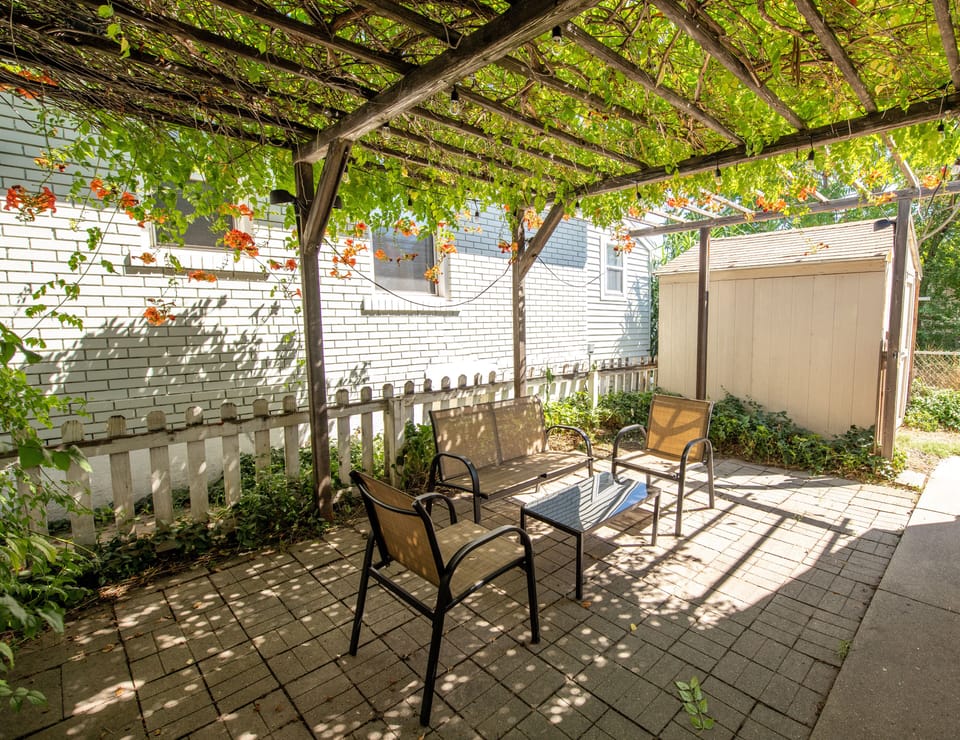 Private pergola / patio area. Furniture not present in winter months.