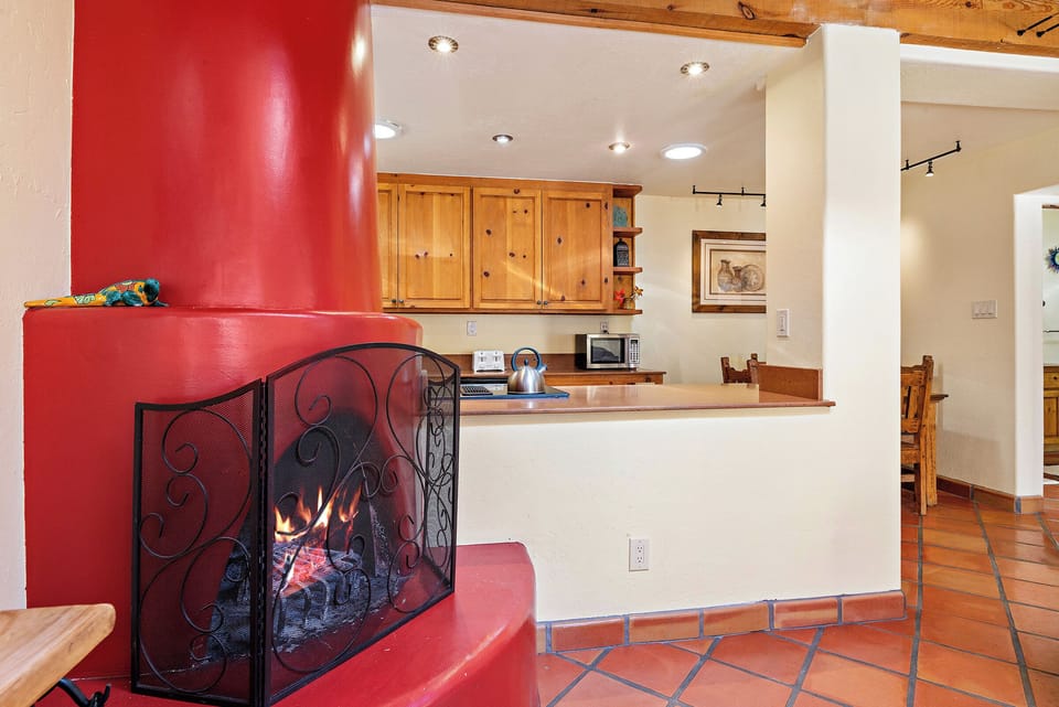 Kiva Fireplace / Kitchen