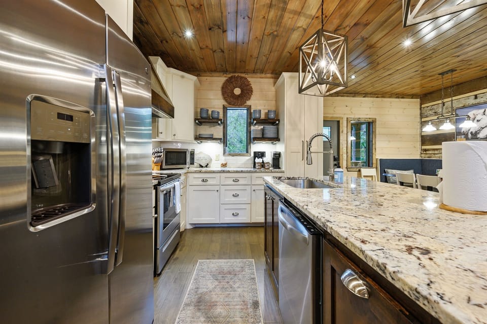 You’ll have plenty of counterspace for meal prep, including the kitchen island.