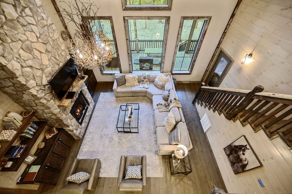 You’ll love the open, airy, spacious living area with its soaring ceiling.